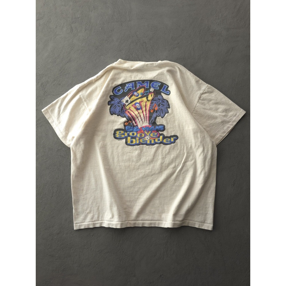 Vintage 90s Camel Groove Blender Las Vegas Ivory Cotton Pocket T-shirt Delta XL